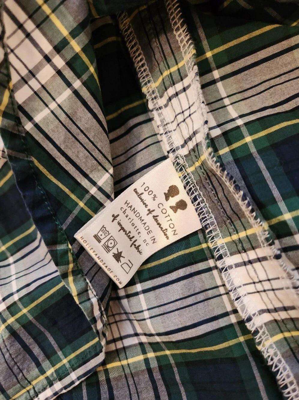 Holley & Sage 2t Handmade Plaid in Navy and Green Christmas Made In Usa